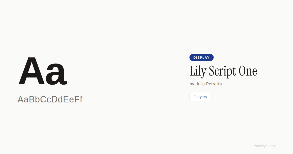 Lily Script One Font — Free Download & Preview — FontFYI